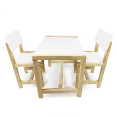 Детский растущий комплект стол и два стула  Я САМ "Лофт" (Белый, Сосна) в Советском - sovetskiy.mebel24.online | фото