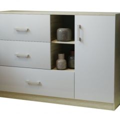 Комод К-3.1 (Дуб сонома/Белый жемчуг) в Советском - sovetskiy.mebel24.online | фото