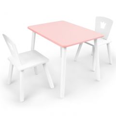Комплект детской мебели стол и два стула Корона  (Розовый/Белый/Белый) в Советском - sovetskiy.mebel24.online | фото 1