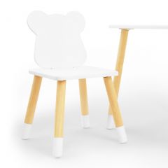 Комплект детской мебели стол и два стула Мишутка (Белый/Белый/Береза) в Советском - sovetskiy.mebel24.online | фото