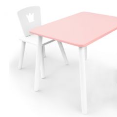 Комплект детской мебели стол и стул Корона (Розовый/Белый/Белый) в Советском - sovetskiy.mebel24.online | фото 1