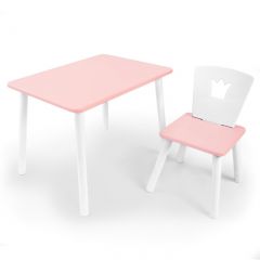 Комплект детской мебели стол и стул Корона (Розовый/Розовый/Белый) в Советском - sovetskiy.mebel24.online | фото