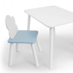 Комплект детской мебели стол и стул Облачко (Белый/Голубой/Белый) в Советском - sovetskiy.mebel24.online | фото