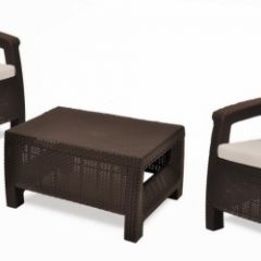 Комплект мебели Корфу Уикенд (Corfu Weekend) коричневый - серо-бежевый * в Советском - sovetskiy.mebel24.online | фото
