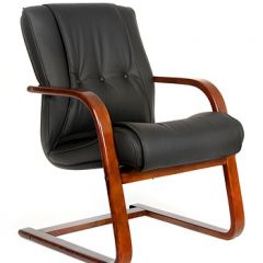Кресло для посетителя CHAIRMAN  653 V (Кожа) Черное в Советском - sovetskiy.mebel24.online | фото