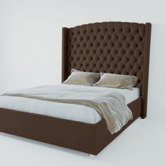 Кровать Берлин ЛЮКС с ПМ 1600 (экокожа коричневая) в Советском - sovetskiy.mebel24.online | фото 2