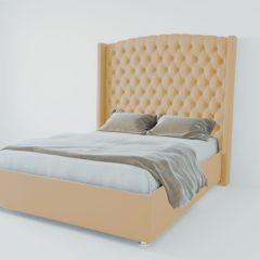 Кровать Берлин ЛЮКС с ПМ 2000 (экокожа бежевая) в Советском - sovetskiy.mebel24.online | фото