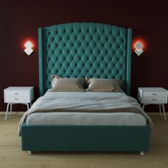 Кровать Берлин ЛЮКС с ПМ 800 (велюр бирюзовый) в Советском - sovetskiy.mebel24.online | фото 2