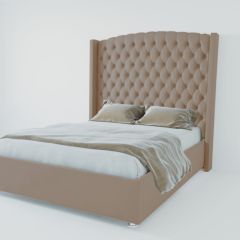 Кровать Берлин ЛЮКС с ПМ 900 (велюр серый) в Советском - sovetskiy.mebel24.online | фото 2