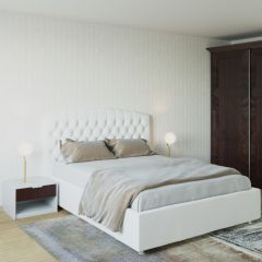 Кровать Берлин с ПМ 1200 (экокожа белая) в Советском - sovetskiy.mebel24.online | фото 2
