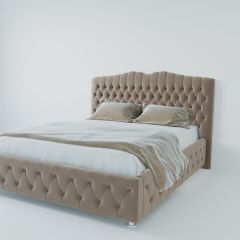Кровать Нягань с ПМ 1600 (велюр серый) в Советском - sovetskiy.mebel24.online | фото