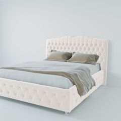 Кровать Нягань с ПМ 800 (экокожа белая) в Советском - sovetskiy.mebel24.online | фото 2