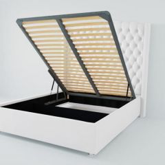 Кровать Берлин ЛЮКС с ПМ 2000 (экокожа белая) в Советском - sovetskiy.mebel24.online | фото