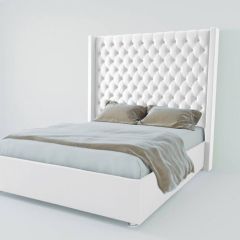 Кровать Версаль ЛЮКС с ПМ 2000 (экокожа белая) в Советском - sovetskiy.mebel24.online | фото