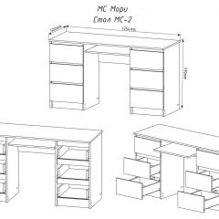 МОРИ МС-2 Стол 6 ящиков (графит) в Советском - sovetskiy.mebel24.online | фото 3