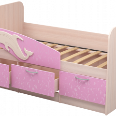 Кровать Дельфин 1,6 (Дуб молочный/фасад - Ламарти розовый) в Советском - sovetskiy.mebel24.online | фото