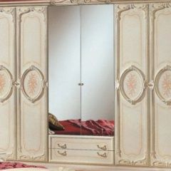 Шкаф 6-и дверный с зеркалами (01.146) Роза (беж) в Советском - sovetskiy.mebel24.online | фото