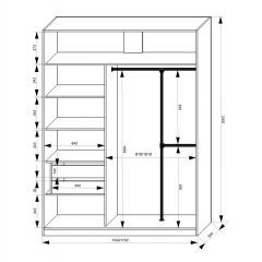 Шкаф-купе 1500 серии NEW CLASSIC K4+K4+B2+PL4 (2 ящика+F обр. штанга) профиль «Капучино» в Советском - sovetskiy.mebel24.online | фото 3