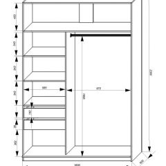 Шкаф-купе 1600 серии SOFT D1+D3+B2+PL1 (2 ящика+1штанга) профиль «Графит» в Советском - sovetskiy.mebel24.online | фото 4