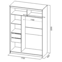 Шкаф-купе №19 Серия 3 Квадро (1700) Ясень Анкор светлый в Советском - sovetskiy.mebel24.online | фото 4