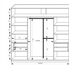 Шкаф-купе 2150 серии NEW CLASSIC K4+K4+K4+B22+PL4(по 2 ящика лев/прав+F обр.штанга) профиль «Капучино» в Советском - sovetskiy.mebel24.online | фото 3