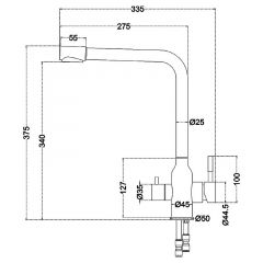 Смеситель д/кухни MELANA-F610304 Stello нерж.сталь, с переключателем на фильтр, однорычажный, сатин в Советском - sovetskiy.mebel24.online | фото 4
