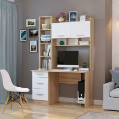 Стол компьютерный ПКС-5 Дуб сонома/Белый глянец в Советском - sovetskiy.mebel24.online | фото