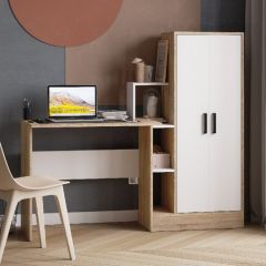 Стол компьютерный СКМ-1 ЛДСП Белый/Дуб сонома в Советском - sovetskiy.mebel24.online | фото