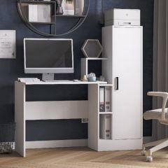 Стол компьютерный СКМ-2 ЛДСП Белый в Советском - sovetskiy.mebel24.online | фото
