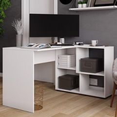 Стол компьютерный угловой СКМУ-4 Белый в Советском - sovetskiy.mebel24.online | фото