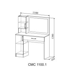 СОФИ Стол макияжный СМС 1100.1 с зеркалом (дуб сонома/белый) в Советском - sovetskiy.mebel24.online | фото 2