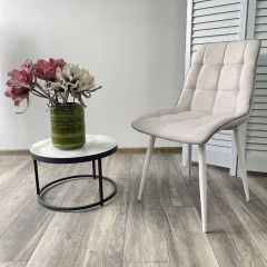 Стул CHIC HE622-01/ HE622-05 топленое молоко, ткань/ белый каркас М-City в Советском - sovetskiy.mebel24.online | фото 4