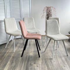 Стул ELVIS WZ2042-18 белая галька фактурный велюр / белый каркас М-City в Советском - sovetskiy.mebel24.online | фото 2