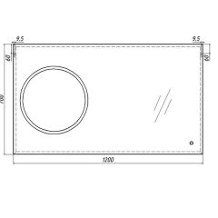 Зеркало Eclipse 120 black с подсветкой Sansa (SE1033Z) в Советском - sovetskiy.mebel24.online | фото 8