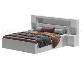 БАСЯ Кровать 1600 с надстройкой и с тумбами (белый) в Советском - sovetskiy.mebel24.online | фото