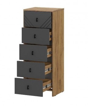 БАЙКАЛ Комод (5 ящиков) Графит/Дуб золотой в Советском - sovetskiy.mebel24.online | фото 2
