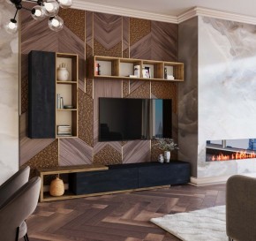 ХЛОЯ Гостиная (Дуб Вотан/Обсидиан) модульная в Советском - sovetskiy.mebel24.online | фото