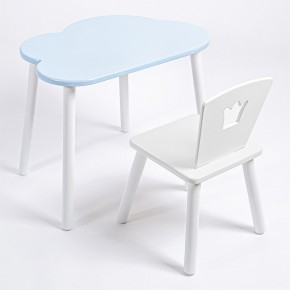 Комплект детский стол ОБЛАЧКО и стул КОРОНА ROLTI Baby (голубая  столешница/белое сиденье/белые ножки) в Советском - sovetskiy.mebel24.online | фото