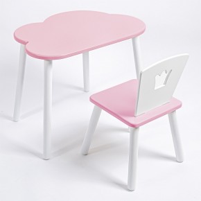 Комплект детский стол ОБЛАЧКО и стул КОРОНА ROLTI Baby (розовая столешница/розовое сиденье/белые ножки) в Советском - sovetskiy.mebel24.online | фото