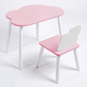 Комплект детский стол ОБЛАЧКО и стул ОБЛАЧКО ROLTI Baby (розовая столешница/розовое сиденье/белые ножки) в Советском - sovetskiy.mebel24.online | фото