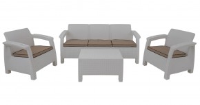 Комплект уличной мебели Yalta Premium Terrace Triple Set (Ялта) белый (+подушки под спину) в Советском - sovetskiy.mebel24.online | фото