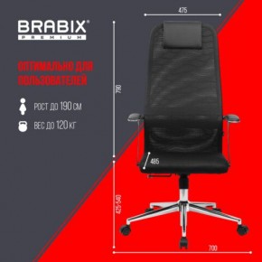 Кресло BRABIX PREMIUM "Ultimate EX-801" хром, плотная двойная сетка Х2, черное, 532917 в Советском - sovetskiy.mebel24.online | фото 7