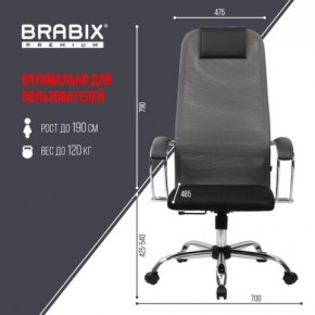 Кресло офисное BRABIX PREMIUM "Ultimate EX-800" хром, плотная двойная сетка Х2, черное/серое, 532912 в Советском - sovetskiy.mebel24.online | фото 3