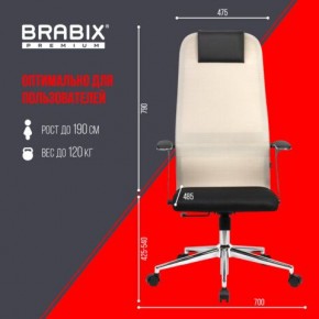 Кресло офисное BRABIX PREMIUM "Ultimate EX-801" хром, плотная двойная сетка Х2, черное/бежевое, 532919 в Советском - sovetskiy.mebel24.online | фото 6