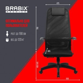 Кресло офисное BRABIX PREMIUM "Ultimate EX-801" пластик, плотная двойная сетка Х2, черное, 532922 в Советском - sovetskiy.mebel24.online | фото 5