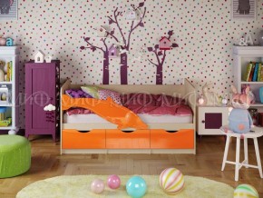 Кровать Дельфин-1 800*1600 (Оранжевый металлик/дуб крафт белый) в Советском - sovetskiy.mebel24.online | фото
