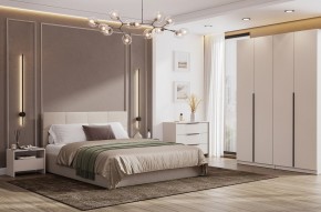 Кровать двойная №4 с основанием (Бежевый) в Советском - sovetskiy.mebel24.online | фото 3