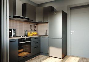Кухня угловая Антрацит 2200х1000 (Стол. 38мм) в Советском - sovetskiy.mebel24.online | фото 1