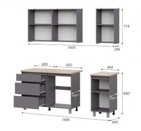 Кухонный гарнитур ДЕНВЕР (1600) Графит серый/Дуб Сонома в Советском - sovetskiy.mebel24.online | фото 2