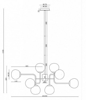 Люстра на штанге Maytoni Erich MOD221-PL-12-G в Советском - sovetskiy.mebel24.online | фото 3